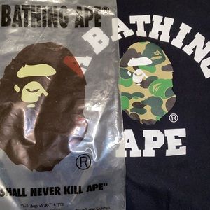 Black bape college tee